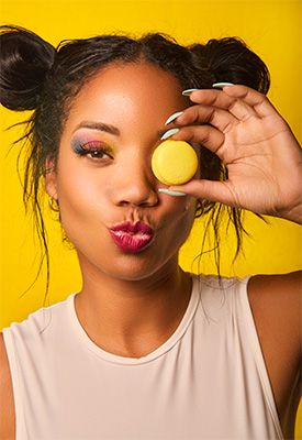 Headshot of Janil from Confetti Me Macaron Bakery, shot by Jason Usher for marketing purposes.